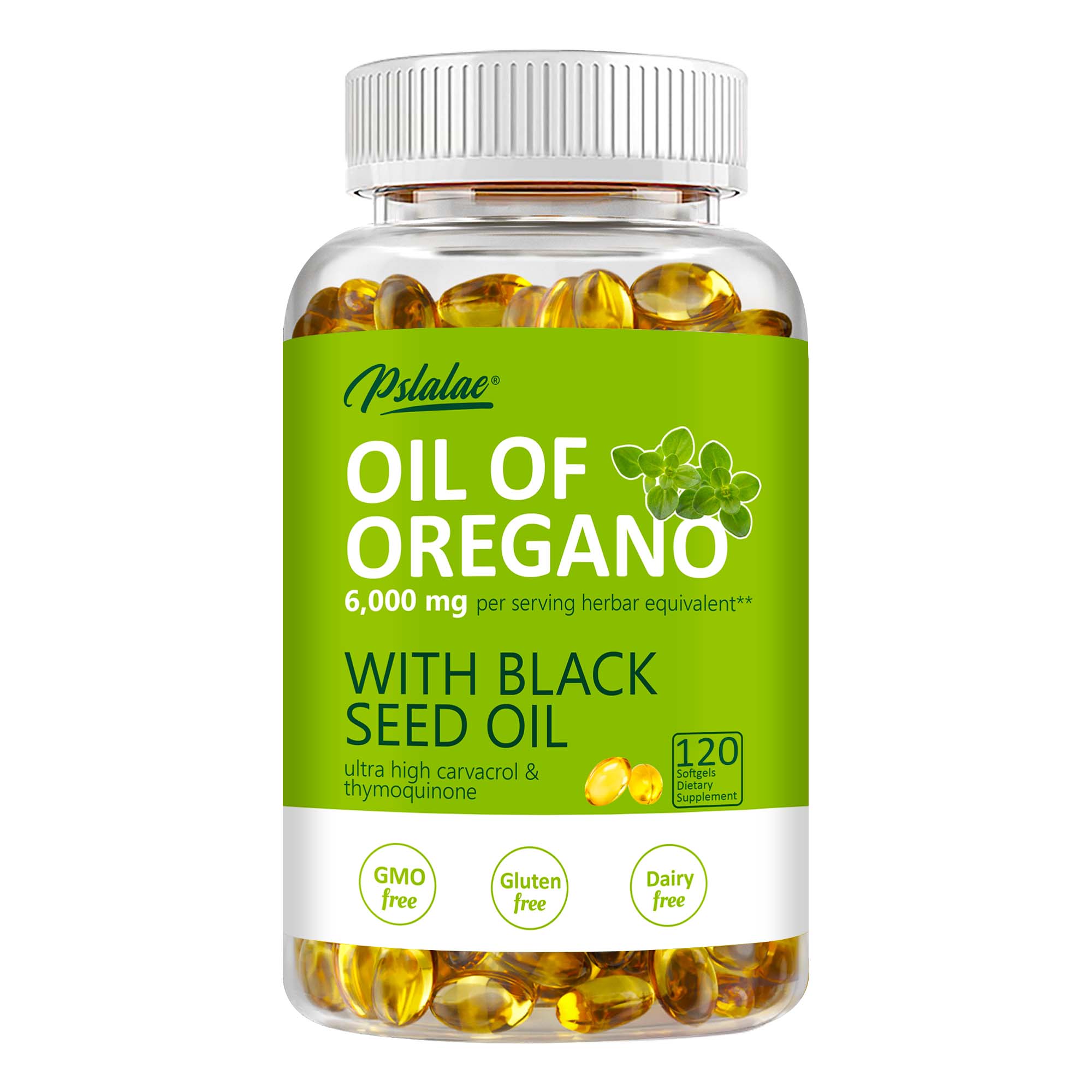 Oreganoöl 6000 mg Nahrungsergänzungsmittel, mit Carvacrol, GVO-frei und Glutenfrei 120