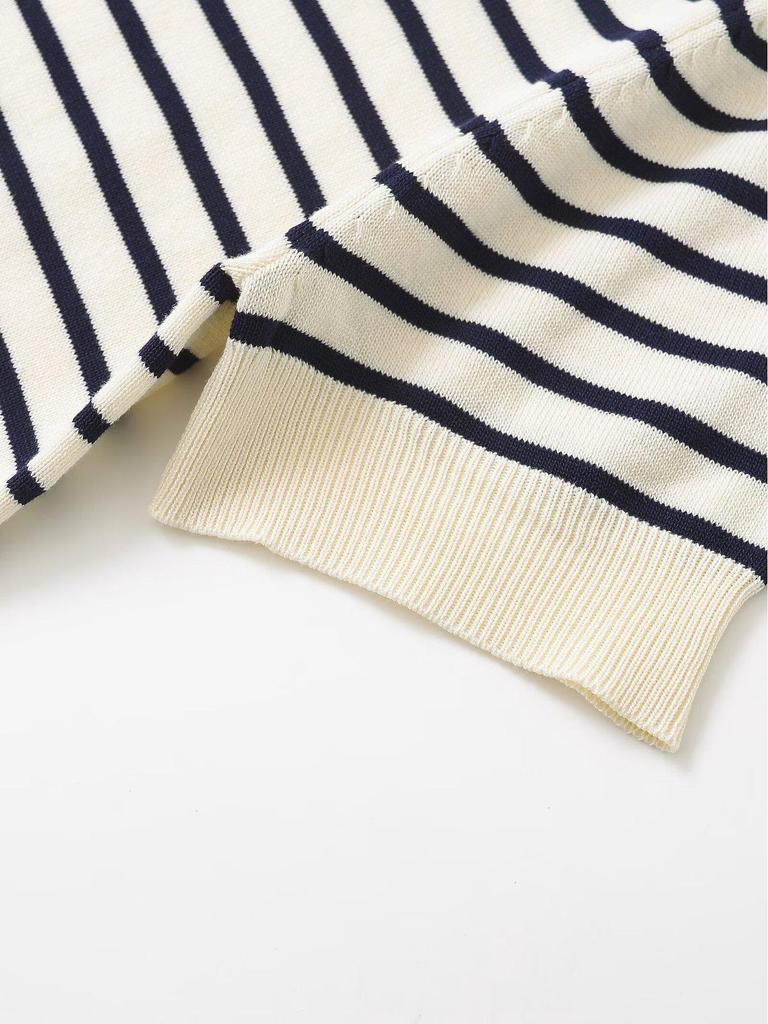 Spring 2025 Women's Striped Knit Sweater - European & American Style