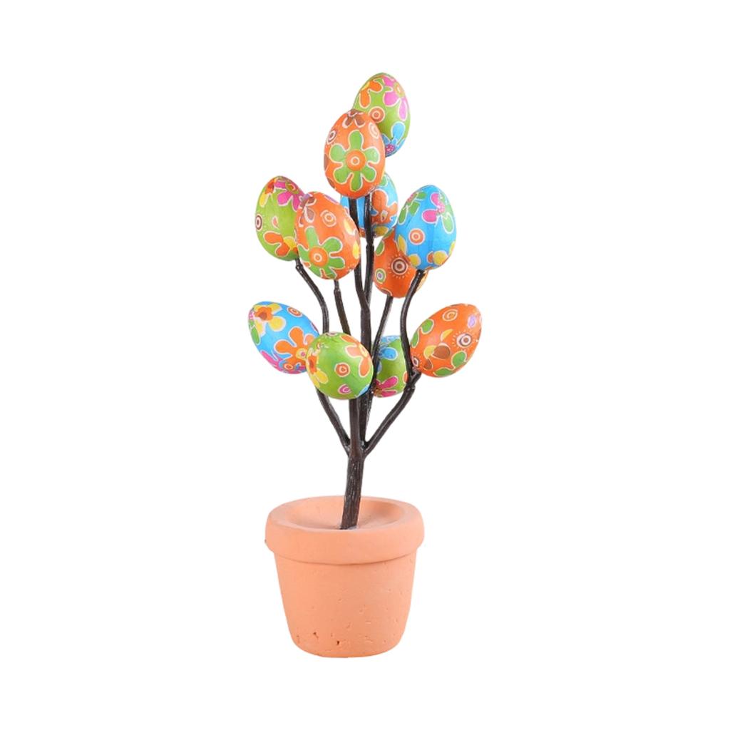 Easter Artificial Egg Planter With Cartoon Easter Egg Prints – Easter Table Decoration