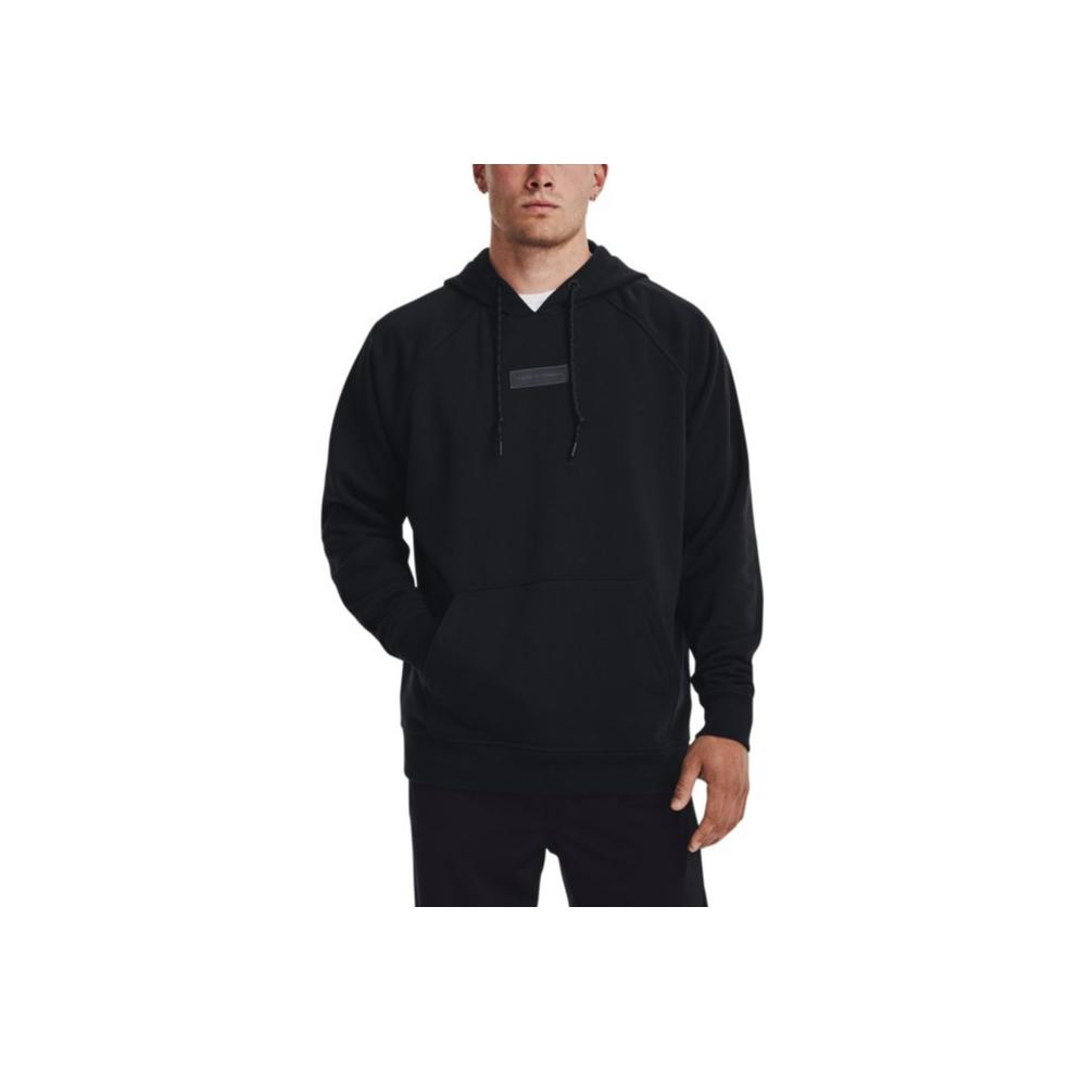 Under Armour Solid Color Cotton Knit Hooded Training Sweatshirt Men Sweatshirt Black 1379684-001