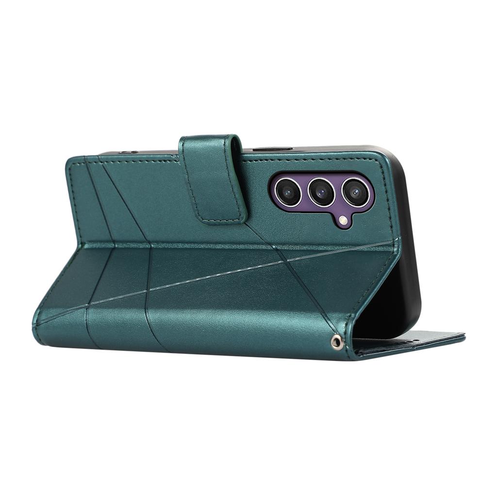 DF-06 For Samsung Galaxy S25+ Phone Case Line Imprint Leather Wallet Cover