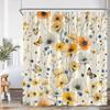 Watercolor Floral Shower Curtain Colorful Flower Blossom Butterfly Plants Bathroom Decoration Modern Bathtub Curtain with HooksW