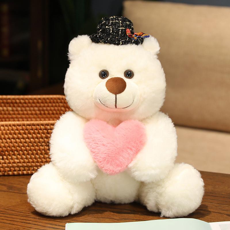 Cute Sitting Heart Teddy Bear Doll Plush Toy Love Bear Hug Bear Doll Girl Soothing Rag Doll