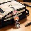 Acrylic Keychain Triple Pendant with Character Faces Design Durable Metal Ring and Swivel Clasp for Backpack Purse or Keys Accessory