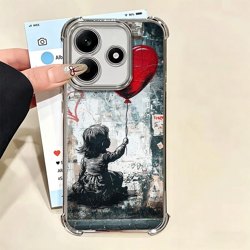 B-Banksy Art Graffiti Artist Plating Phone Case For Xiaomi Redmi Note 14 15 Pro Plus 13 12 11 11S 11T 10 9S 9 5G Anti-Fall Airab