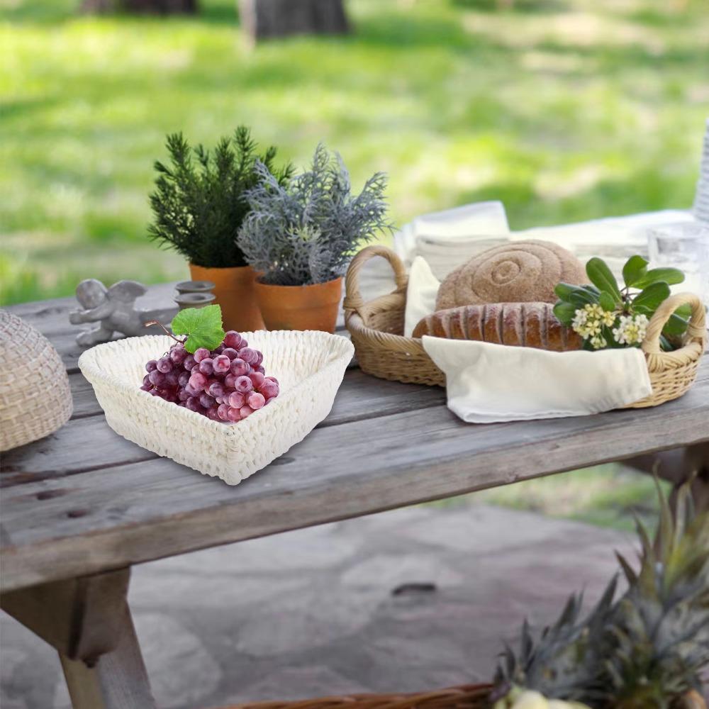 Chic Woven Storage Basket Handmade Paper Rope Fruit Plate Heart Shape Basket  Photo Prop