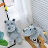 Fluffy Rhino Plush Toy Wrist Pad Rhino Plush Doll Backpack Pendant Rhino Doll Pendant  Kids Gifts
