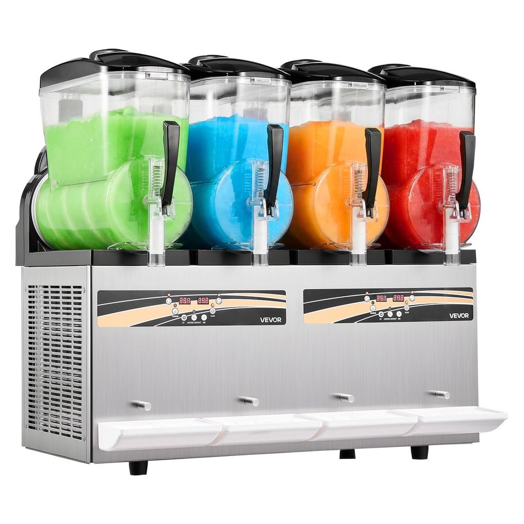 Slushie Machine, 12L/3.17Gal X 4 Tank Commercial Slushy Maker, Frozen Drink Maker with Self-Cleaning, Margarita Machine for Restaurants Bars Party for