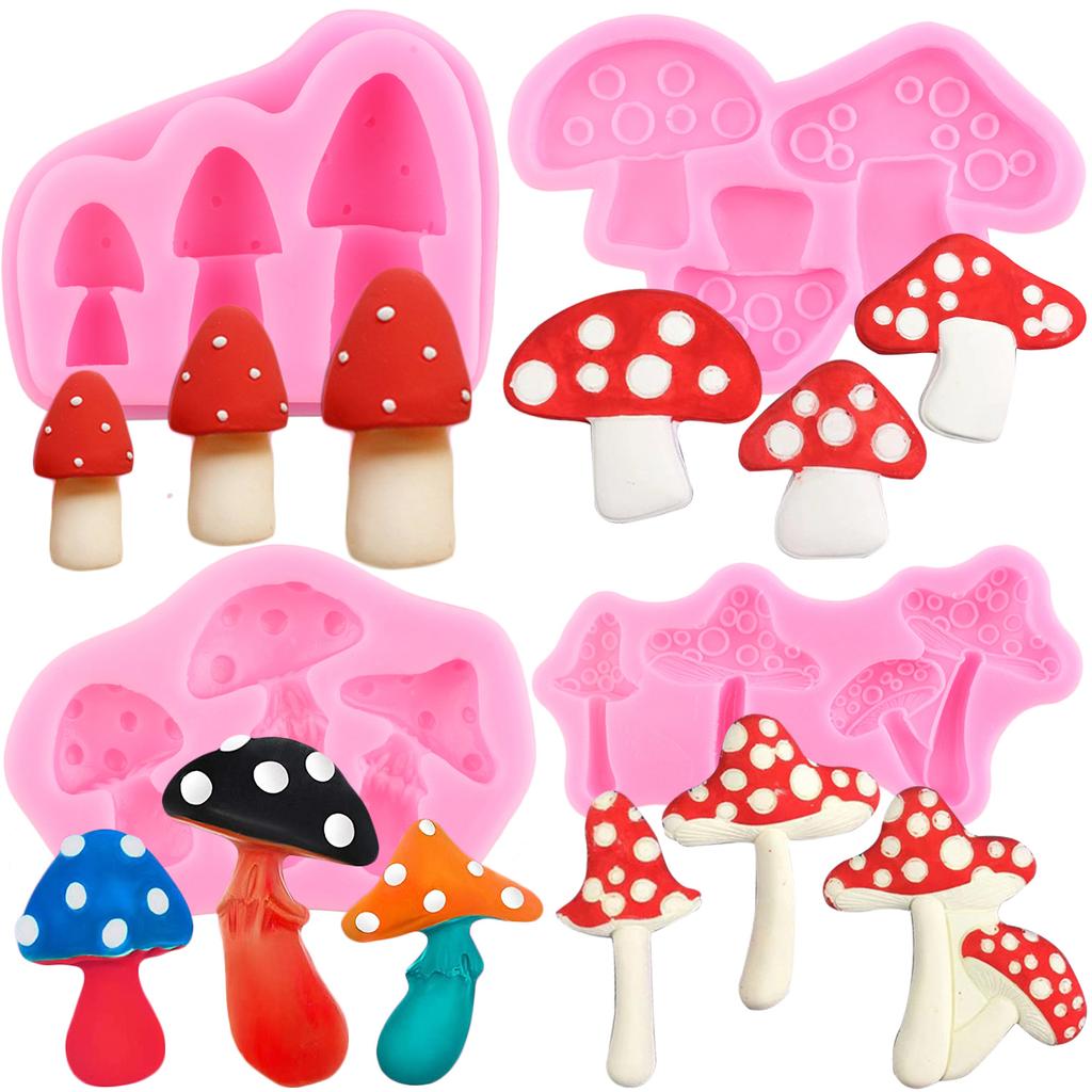 Soppsjokoladeform Soppsilikonformer Kakepyntverktøy Cupcake Topper Godteri Sjokoladegummipastaformer
