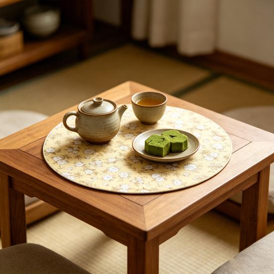 Retro Floral Placemat Cotton Linen Round Rectangular Placemat Heat Insulation Table Mat for Home Farmhouse Dining Table Protection Decoration