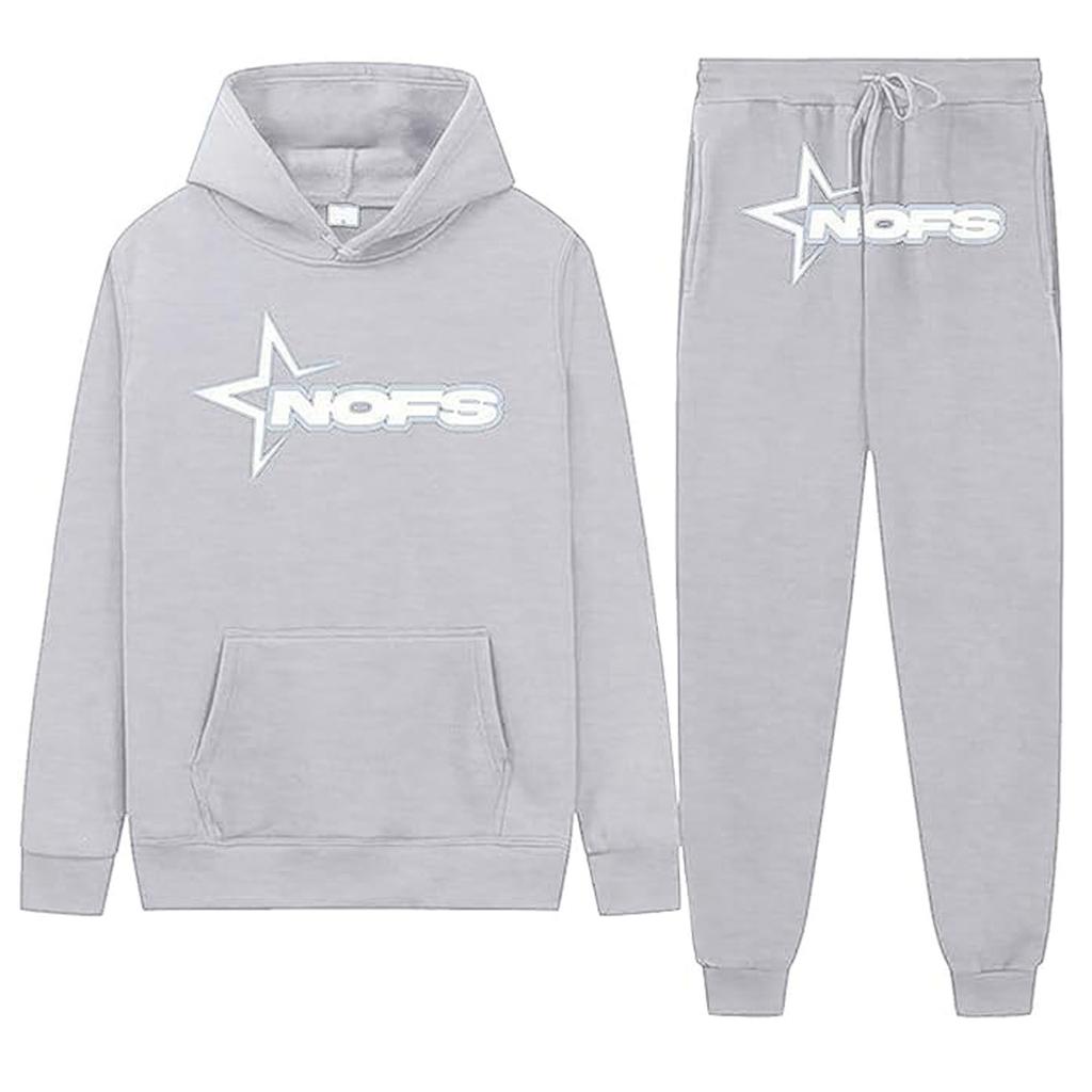 Mens Women's Hooded Sports Tracksuit Unisex Two-Piece Running Outfits Long Sleeve Pullover Hoodies Sweatshirt+Sweatpants Set