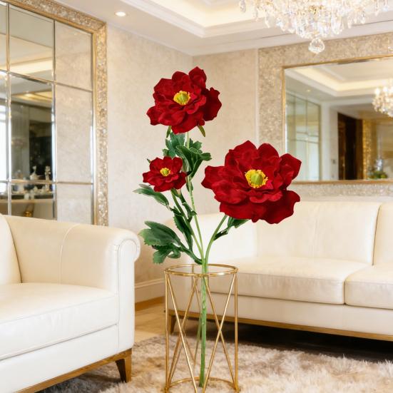 Large Velvet Artificial Magnolia Flower Christmas Faux Red Poinsettia Flower for Wedding Party Christmas Home Decor