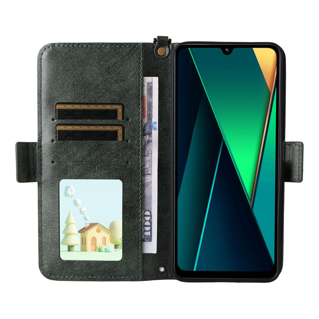 Leather Case For Xiaomi Redmi A4 5G/14C 4G/14R 5G/Poco C75 4G Magnetic Closure Wallet Stand Phone Cover with Crossbody Strap