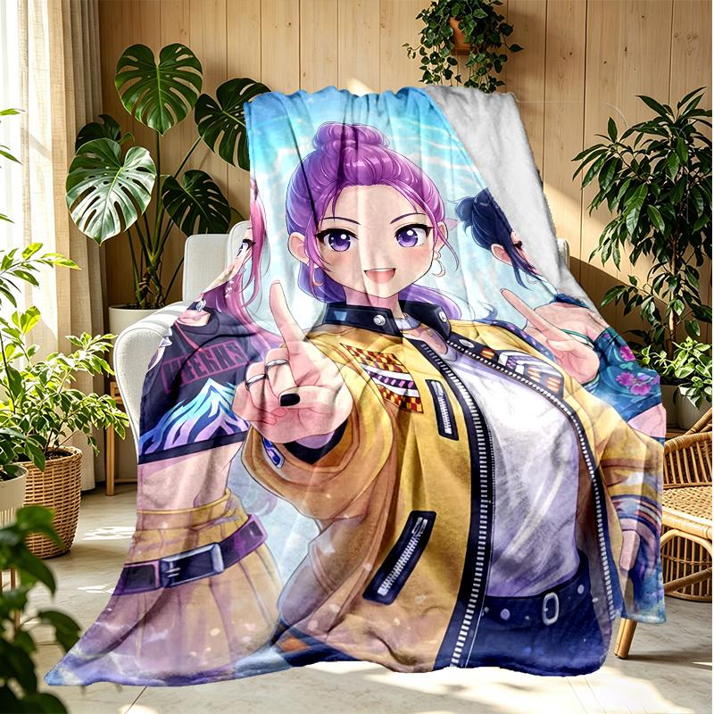 KPop Demon Hunters Pattern Blanket for Home Decoration, Bed, Sofa, Car Travel, Camping, Suitable for All Seasons, Birthday Christmas Gift