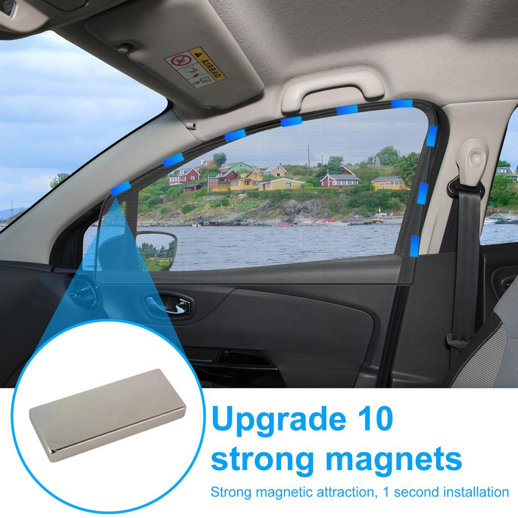 2Pcs Magnetic Car Window Sunshade Cover UV Protection Car Side Front Rear Window Mesh Curtain Protector Cover Auto Accessories