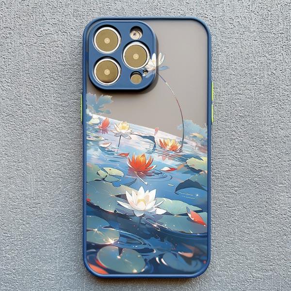 Summer Lotus Flower Phone Case For iPhone 16 15 Pro Max Case For iPhone 11 14 12 13 Pro Max Mini 7 8 15 Plus XS X XR Back Cover