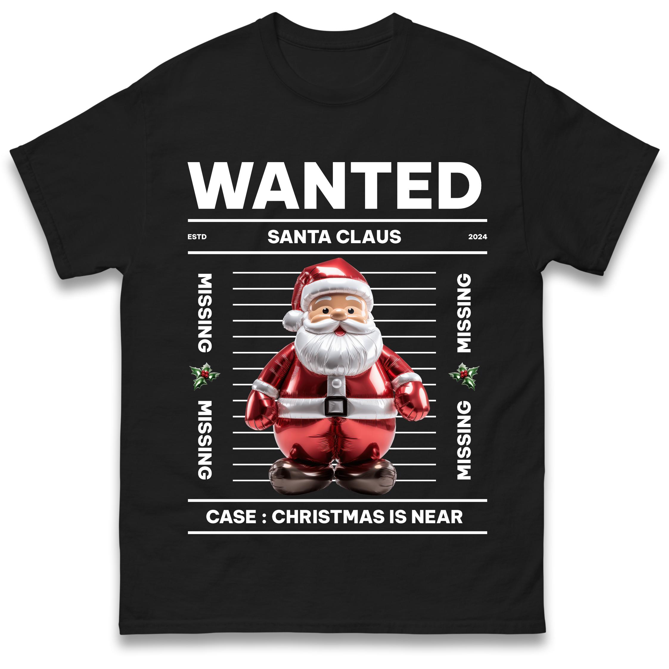 

Wanted Santa Christmas T-Shirt Tshirt Mens Womens Tops Unisex Tees 100% Cotton L