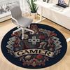 1pc Gamer Crest Office Round Area Rug, Indoor Mat Suitable For Office, Under Office Chairs Bedroom Living Room Home Decor, Room Deco