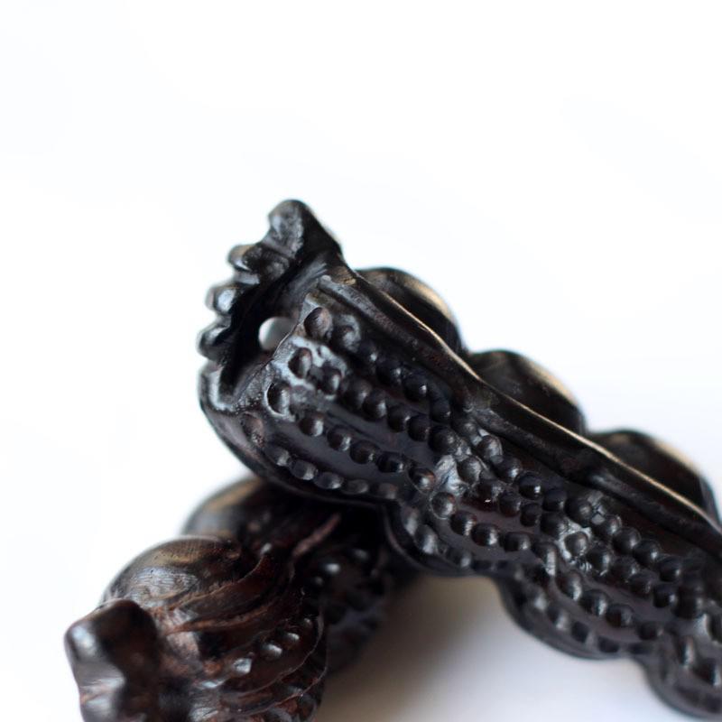 Ebony Carved Wooden Handmade Jewelry Accessories - Four-Peanut Antique Loose Beads