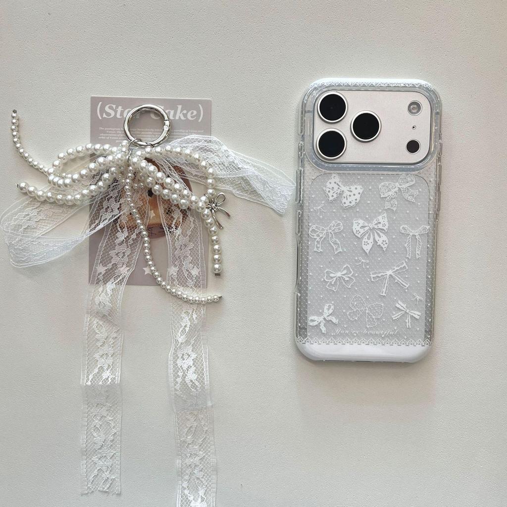 Lace Bow Protective Case for iPhone 17 Pro Max & 16, Chain-Compatible, 15 Pro Max-Compatible