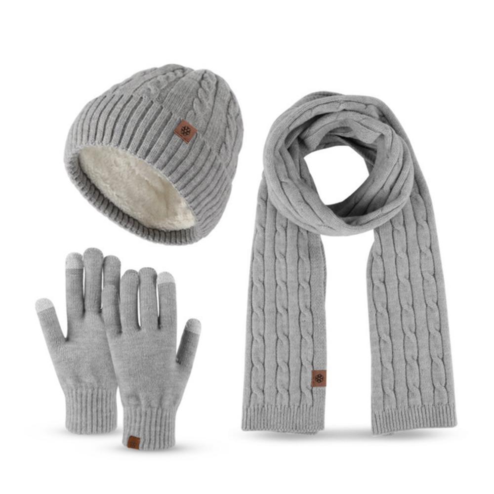 Soft Winter Hat 3 in 1 Long Knit Scarf Fashion Beanie Hat Scarf Gloves Set  for Cold Weather