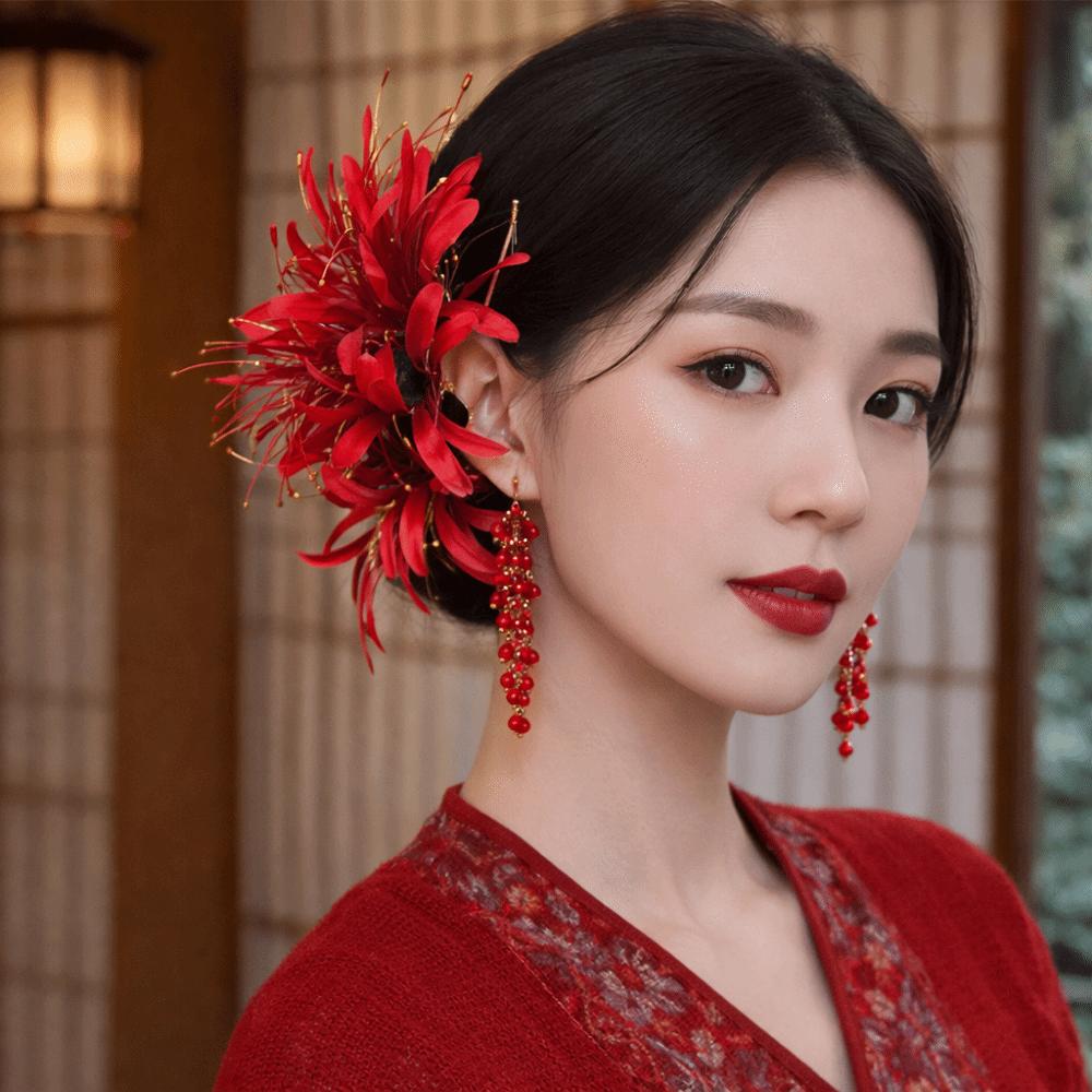 Fairy Flower Hair Stick Large Hanfu Hair Stick Elegant Simulation Flower Hairpins  Female