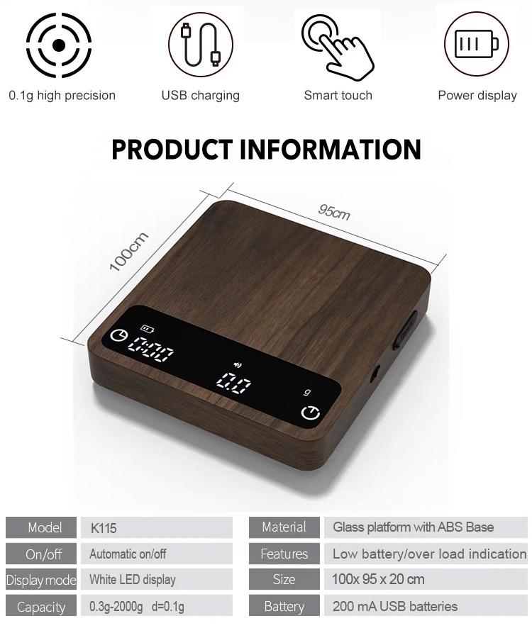 Präzise Mini-Taschen-Küchenwaage zum Kaffeebrauen Mehrfachmodus Digitalanzeige Elektrisch Maximale Gewichtsempfehlung 2 kg