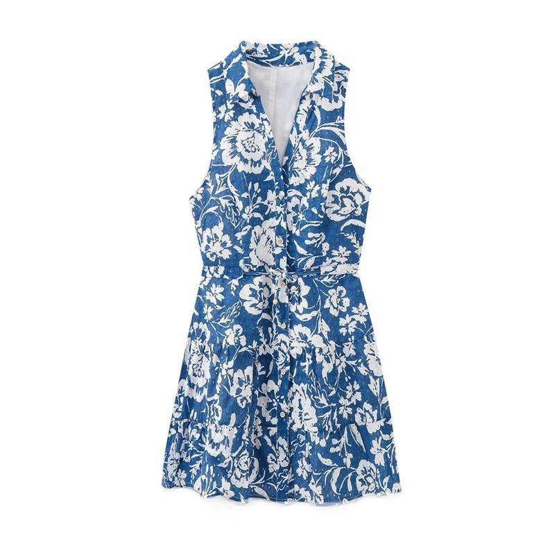 

Kaslead New Arrival Women s Clothing Fashion Style Fashion Casual Temperament Printed Sleeveless Dress 3203722 Blue L