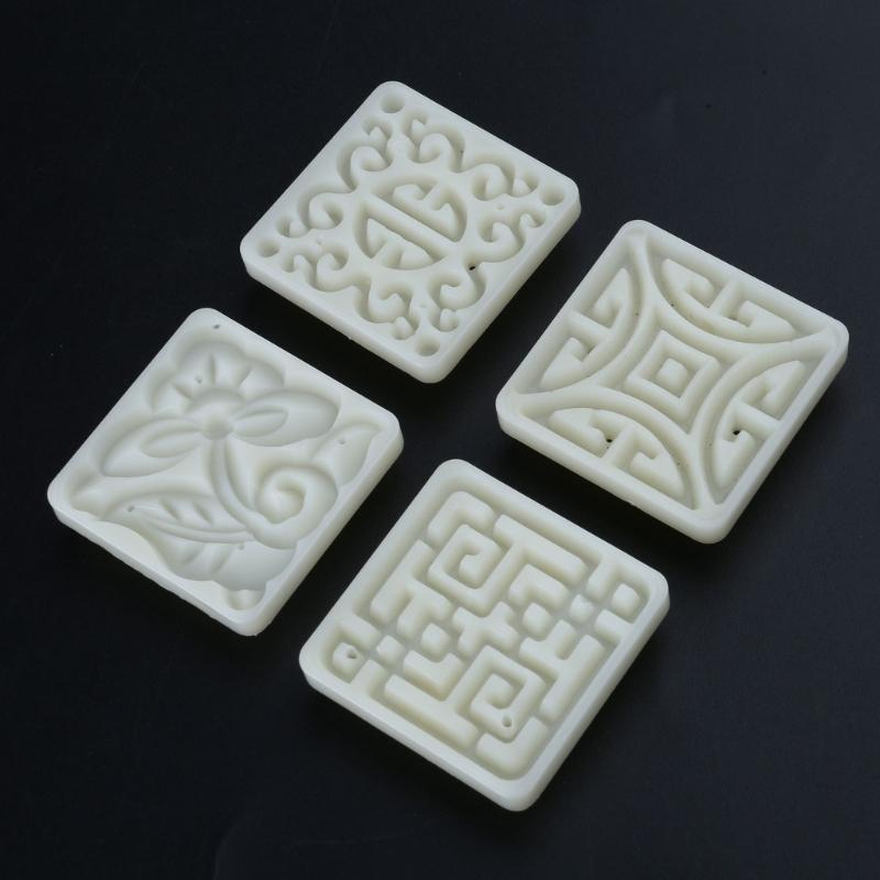 Convenient Square Pastry Molds Multifunctional Mooncakes Molds with 4 Different Pattern Artistic Treat Embosser