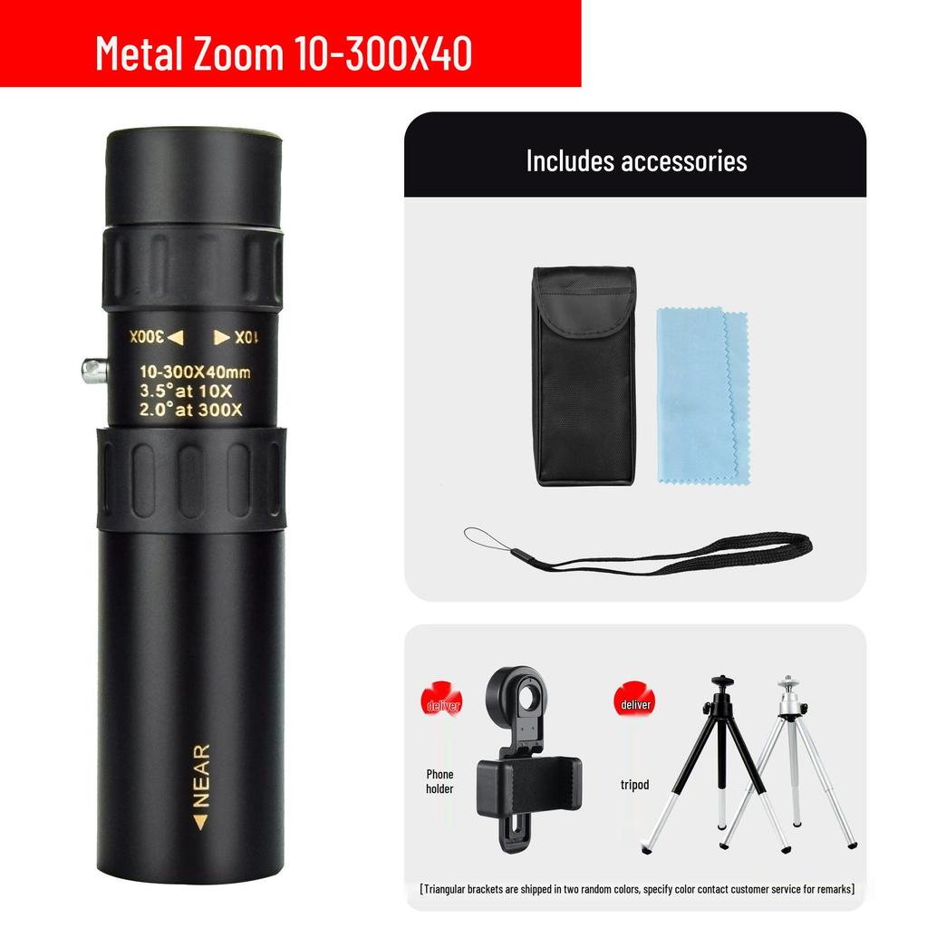 10-300x40 HD Variable Monocular: Night Vision Outdoor Metal Binoculars