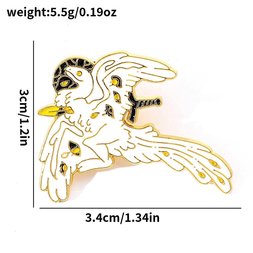 Creativity Personality Black White Dinosaur Monster Cthulhu Snake Eagle Metal Badge Brooch for Women Men Jewelry Accessory Gifts