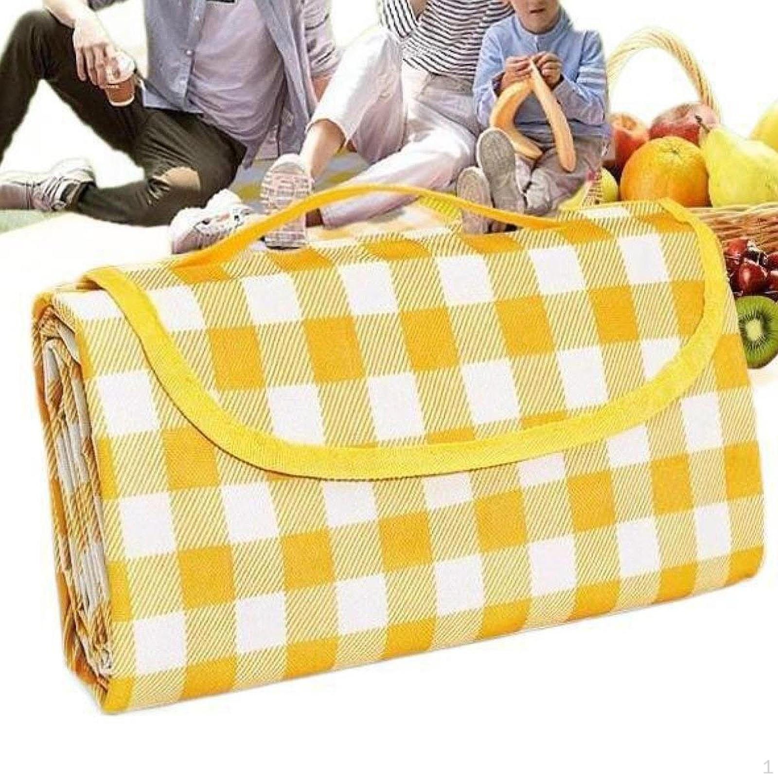 

Уличное одеяло с ручкой для переноски для пляжных и пикниковых мероприятий жёлтый