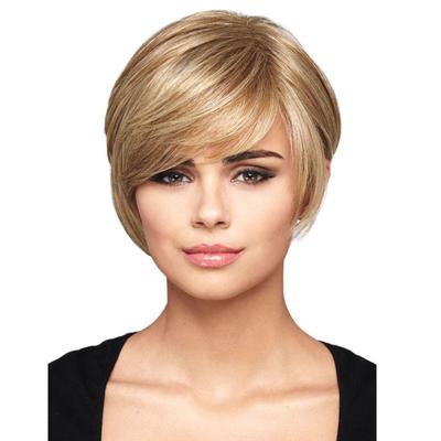 Dame Kurze Synthetische Hellblonde Perücke mit Pony Frauen Natürlich Aussehendes Haar Weibliche Tägliche Cosplay Perücken Hitzebeständige Perücken
