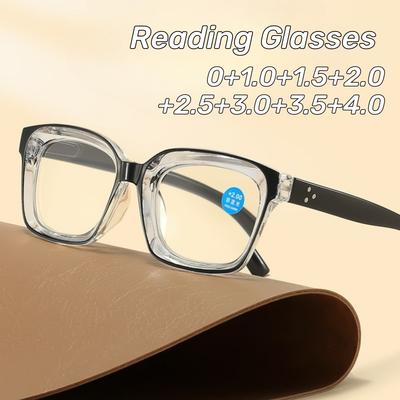 Neue Retro-Lesebrille mit großem Rahmen für Presbyopie, Federbügel für Damen und Herren, Blaulichtfilter, HD-Lesebrille, Augenschutz