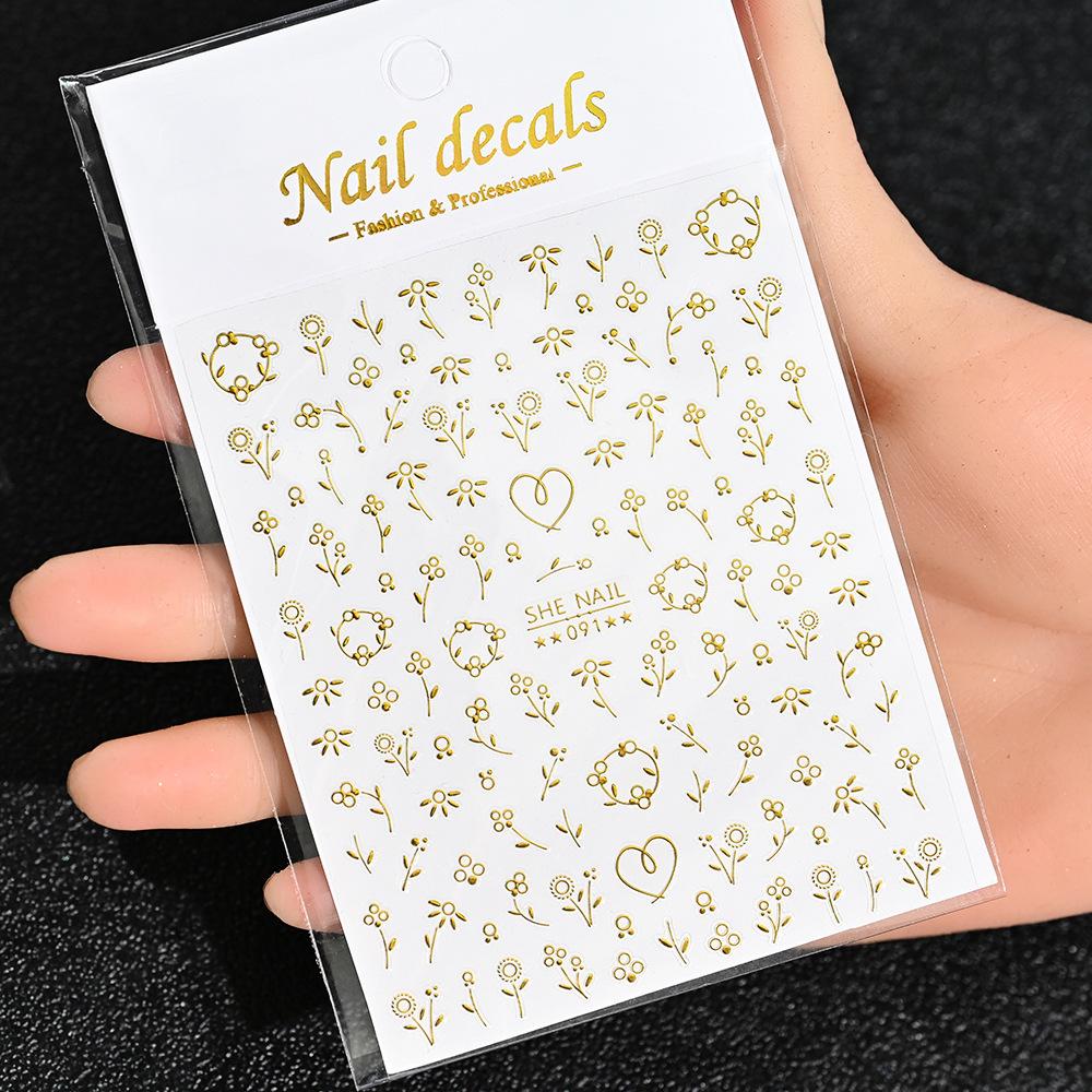 Best-Selling Japanese Aesthetic Laser Silver Heart Nail Stickers - Plant-Inspired Nail Art