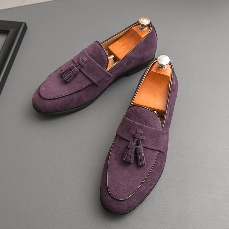 Fashion Suede Leather Man Casual Shoes Comfortable Male Business Shoes Fashion Loafers Handmade Slip on Flats Moccasins Driving Shoes
