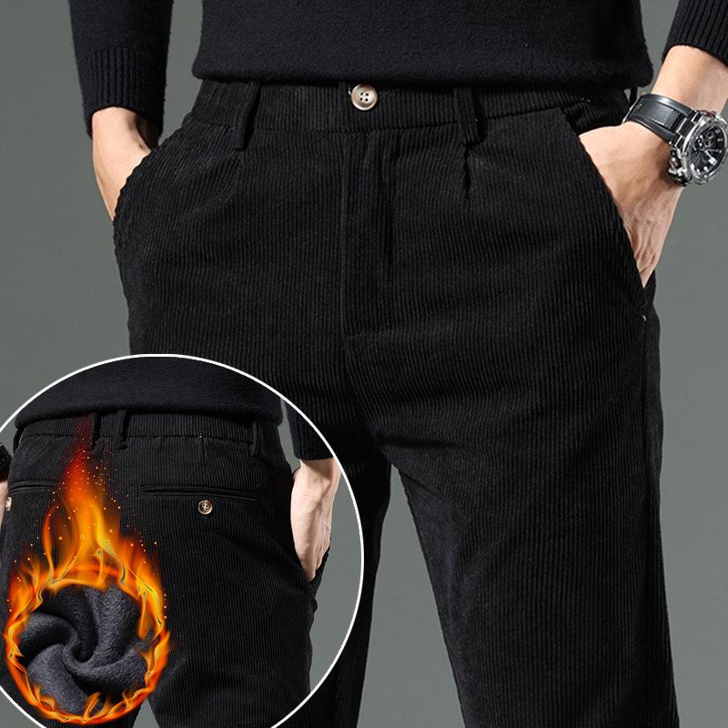 

Мужские облегающие вельветовые брюки — повседневный деловой стиль, однотонный, средняя посадка, без ремня, застежка-молния, тканый полиэстер, удобная посадка для повседневной носки 30