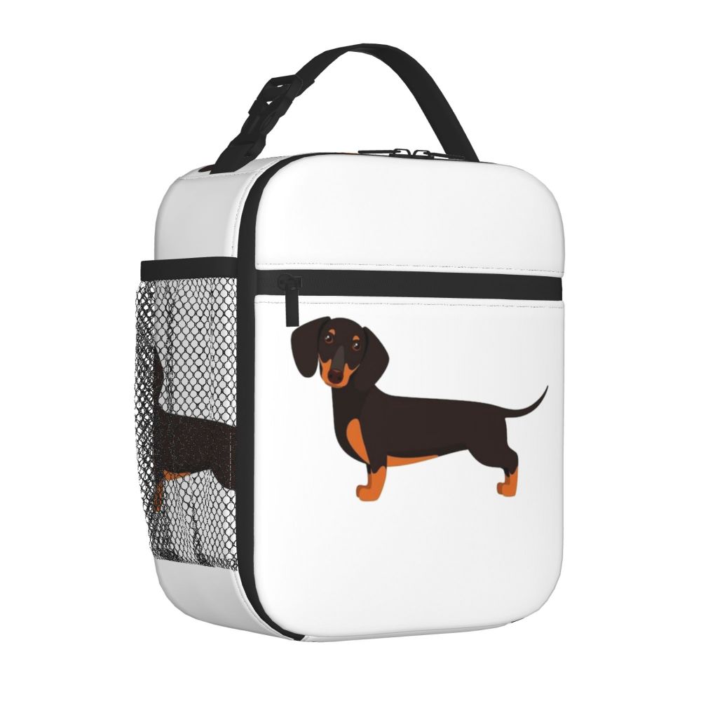 Dachshund Patroon Kunst Geïsoleerde Lunchtas voor Vrouwen Kinderen Lekvrije Voedseldozen Thermische Lunchbox Tote