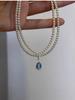 Shi Jia Lux Double-Layer Aquamarine Pearl Choker - French Design Necklace