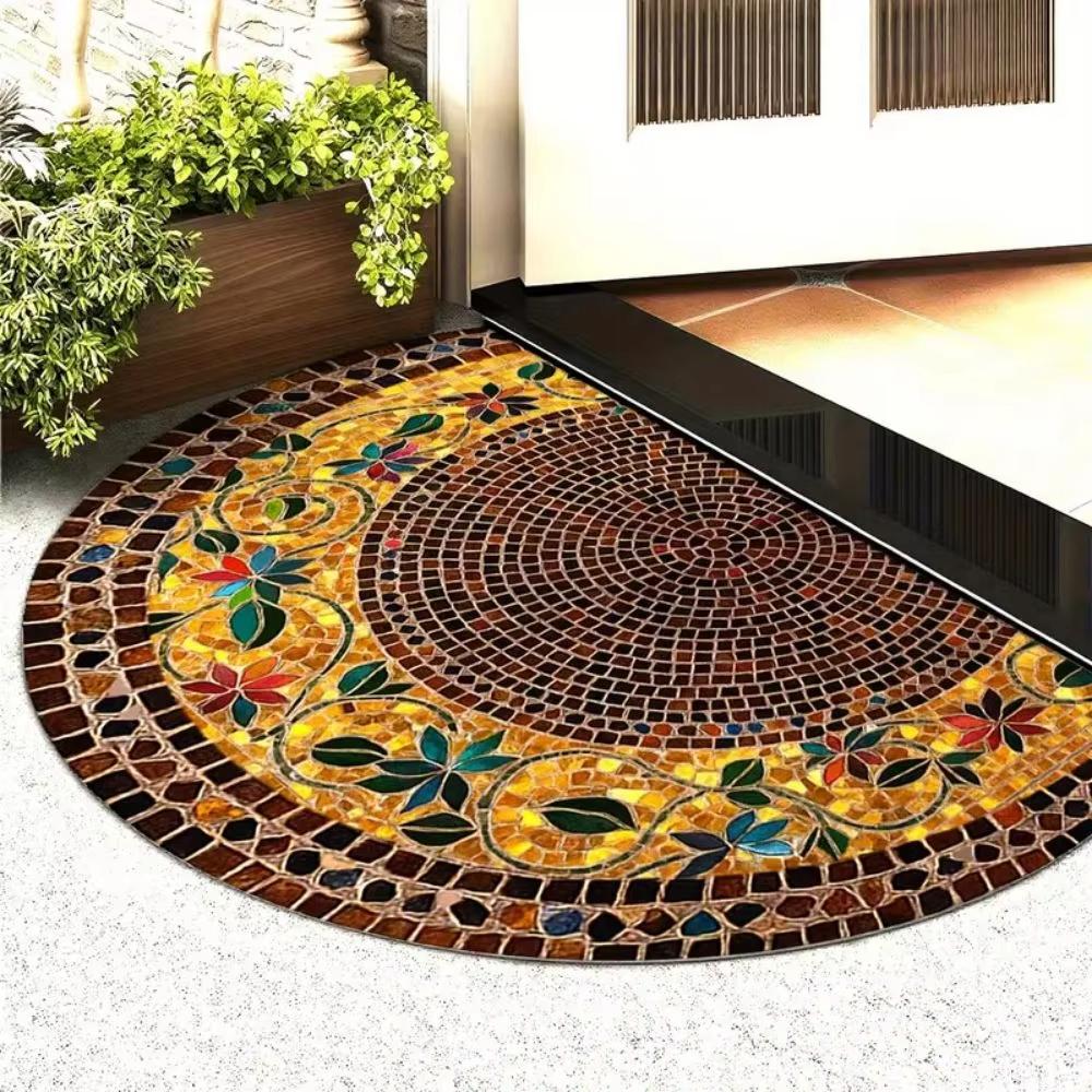Halbkreisförmige Bodenmatte im amerikanischen Stil, Retro-Eingangstür- und Badezimmerteppich, langlebig und geeignet für Heimdekoration.