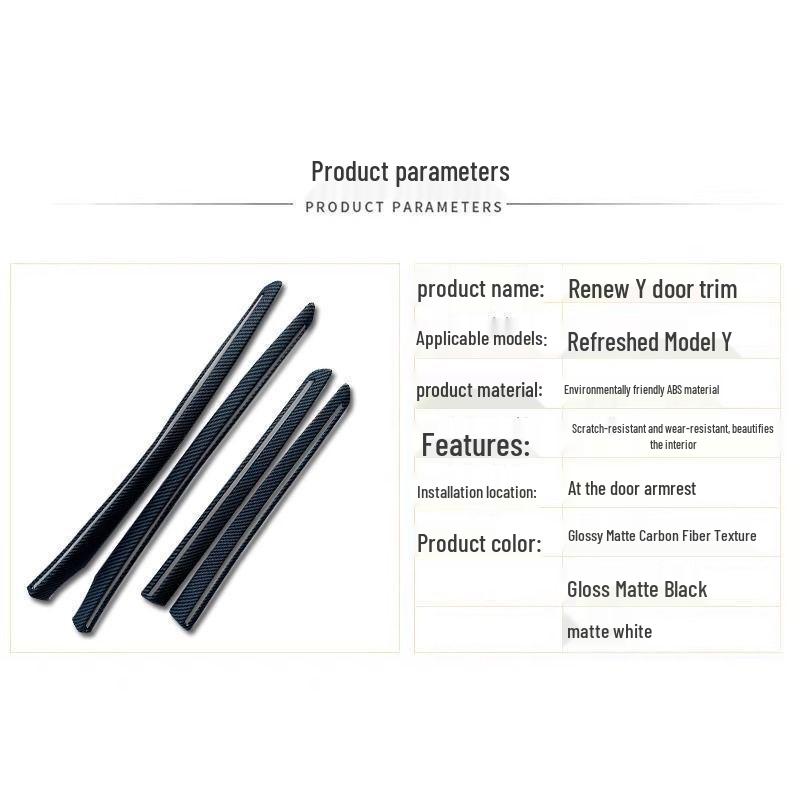 Model/Y Door Trim Sticker Type Color Change Covers - 4-Piece Injection Molded ABS Set