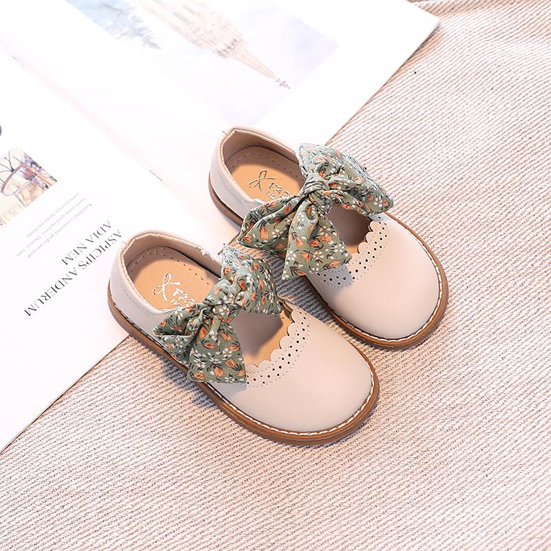 Little Girls Shoes Spring Autumn Kids Flats Floral Bowknot Sweet Princess Child Shoes Bohemian Leather Shoes Fashion 23