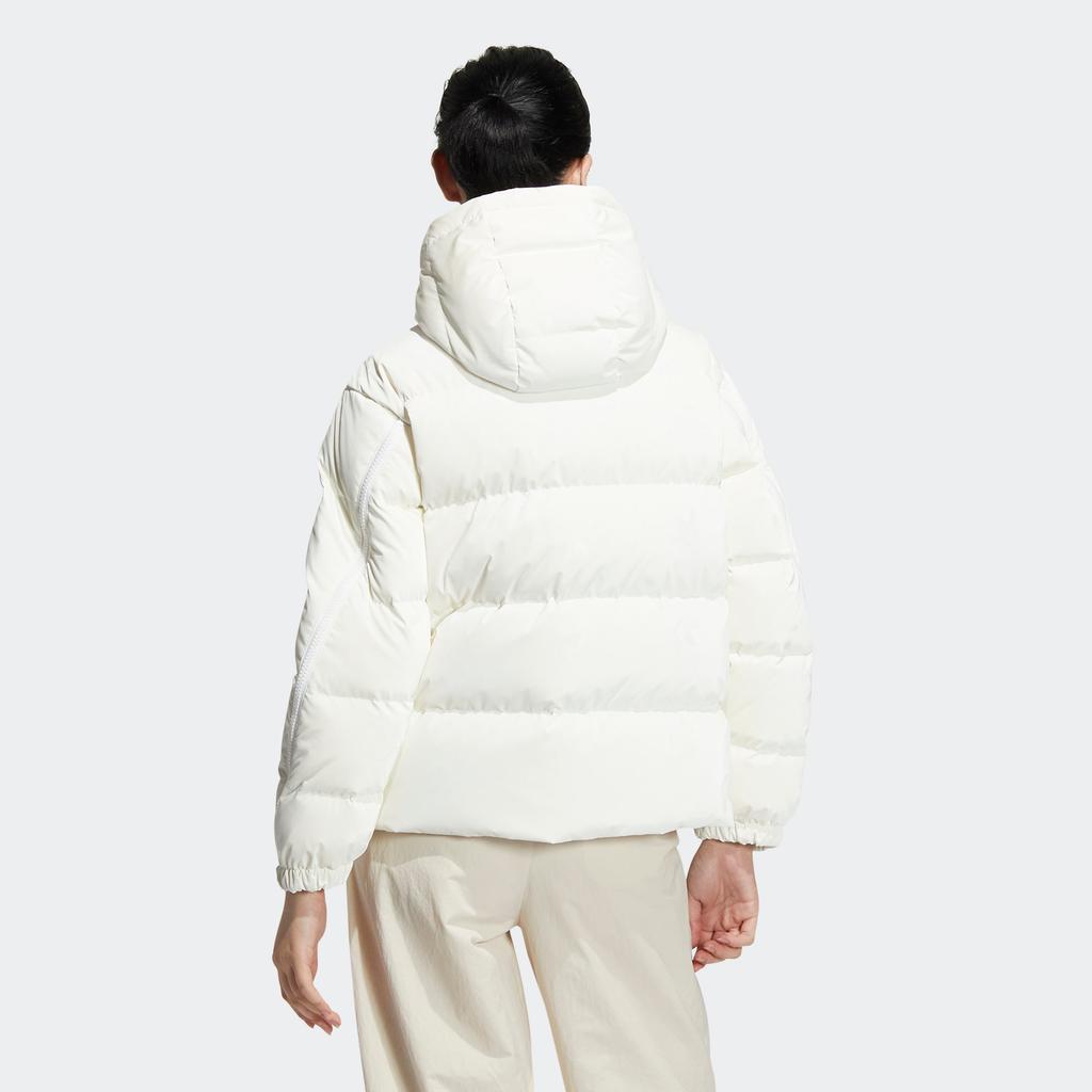 Adidas Originals Trefoil Solid Logo Patch Warm Zip Hooded Down Jacket Women Outerwear White HS9511