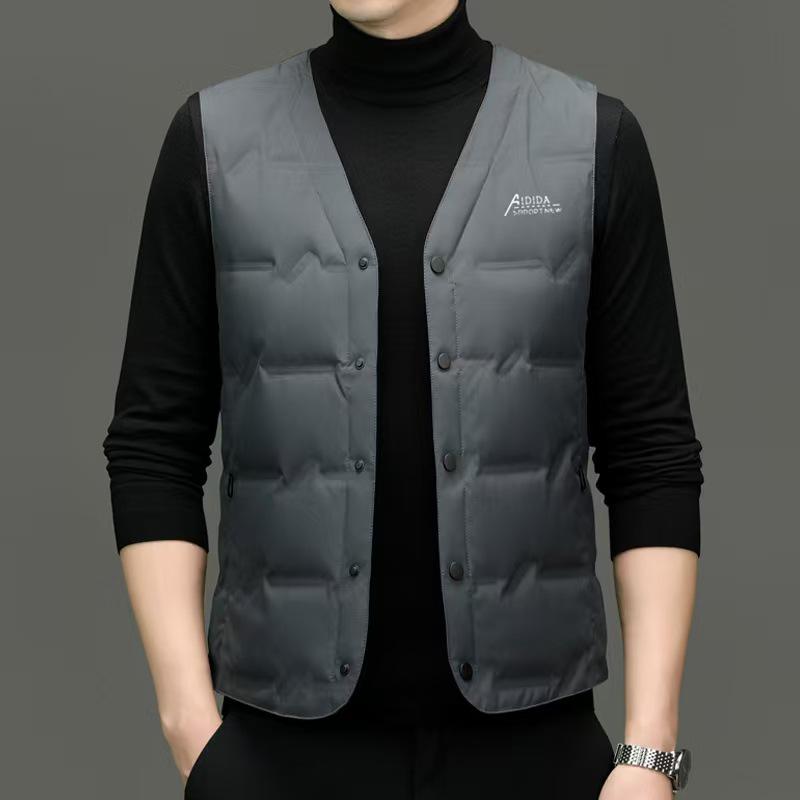 

Бренд 2025 Мужская Новая Модель Осень Зима Белый Утиный Пух Жилет без Рукавов Куртка M 170 for 90-115 kg серый