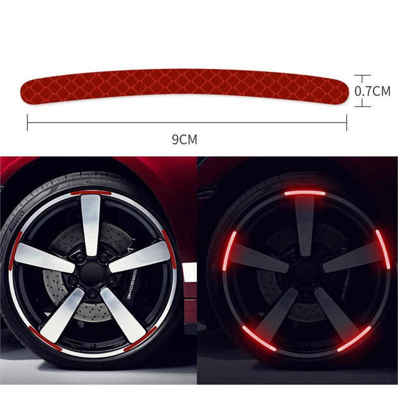 Self-adhesive Car Tire Reflective Stripes 20PCS Waterproof Night Warning Stickers for Wheel Hub Safety Driving