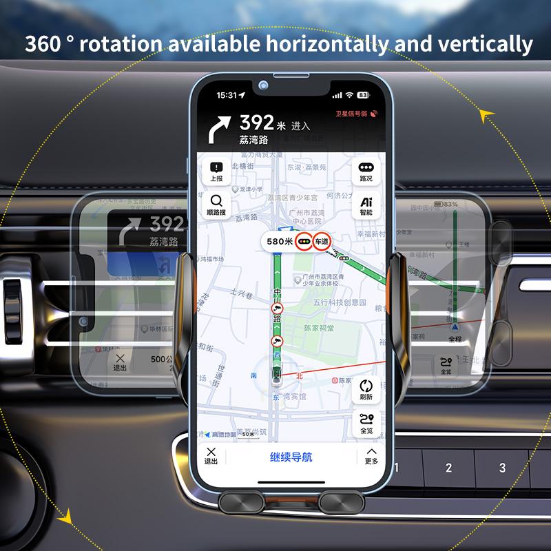 2025 neu A5 Dreiachsige Verknüpfung Kreatives transparentes Aufnahmelicht Leuchtend Kabelloses Laden Handy Autohalterung