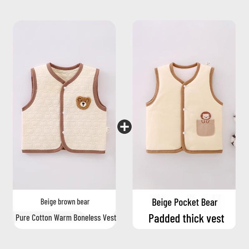 Jingqi Quilted Sleeveless Warm Vest for Newborns - Boys and Girls, Spring & Autumn Season