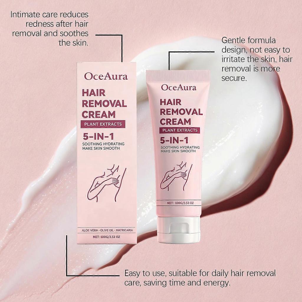 OceAura Body Hair Removal Cream, Daily Care for Moisturizing Body Skin; Soft, Gentle, Refreshing, and Easy To Rinse.