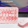 Wireless Keyboard and Mouse Cute Retro Round Keycap Typewriter Keyboard with 3 DPI Wireless Computer Keyboard and Mouse Set for Home Office Combo,