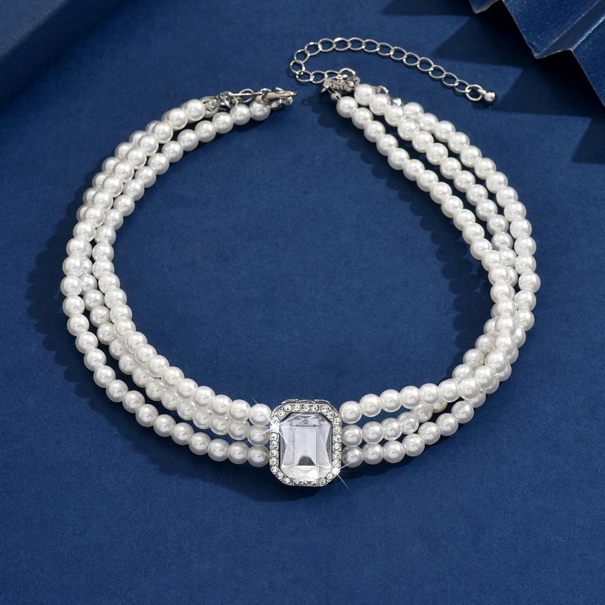 

1PC women s fashion trend imitation pearl geometric necklace jewelry suitable for dates, parties, holidays, gifts